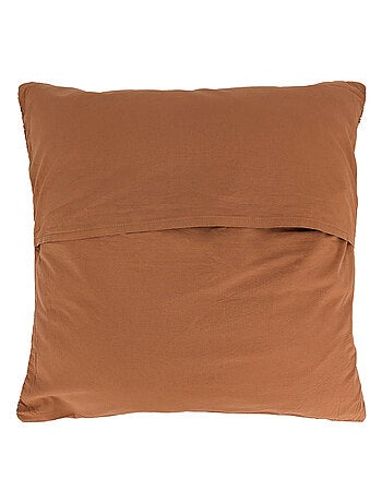 Housse de coussin en lin lavé imprimé végétal doublé coton lavé uni PALAWAN
