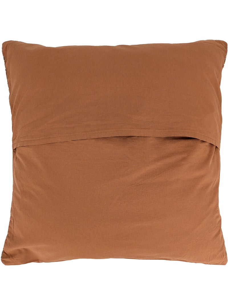 Housse de coussin en lin lavé imprimé végétal doublé coton lavé uni PALAWAN Rouge foncé - Kiabi