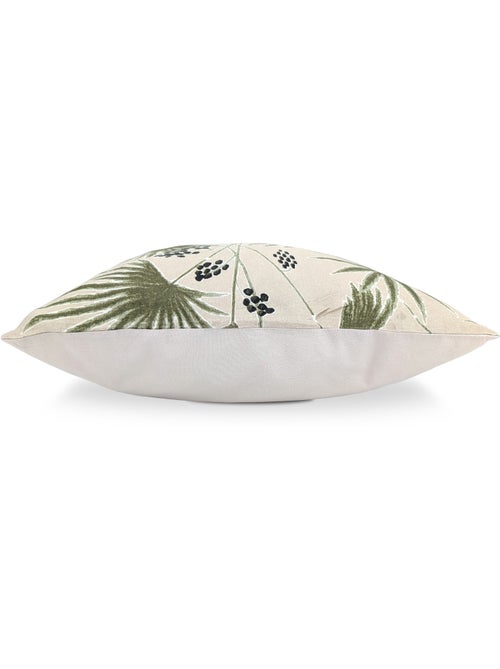 Housse de coussin en lin lavé imprimé végétal doublé coton lavé uni PALAWAN - Kiabi