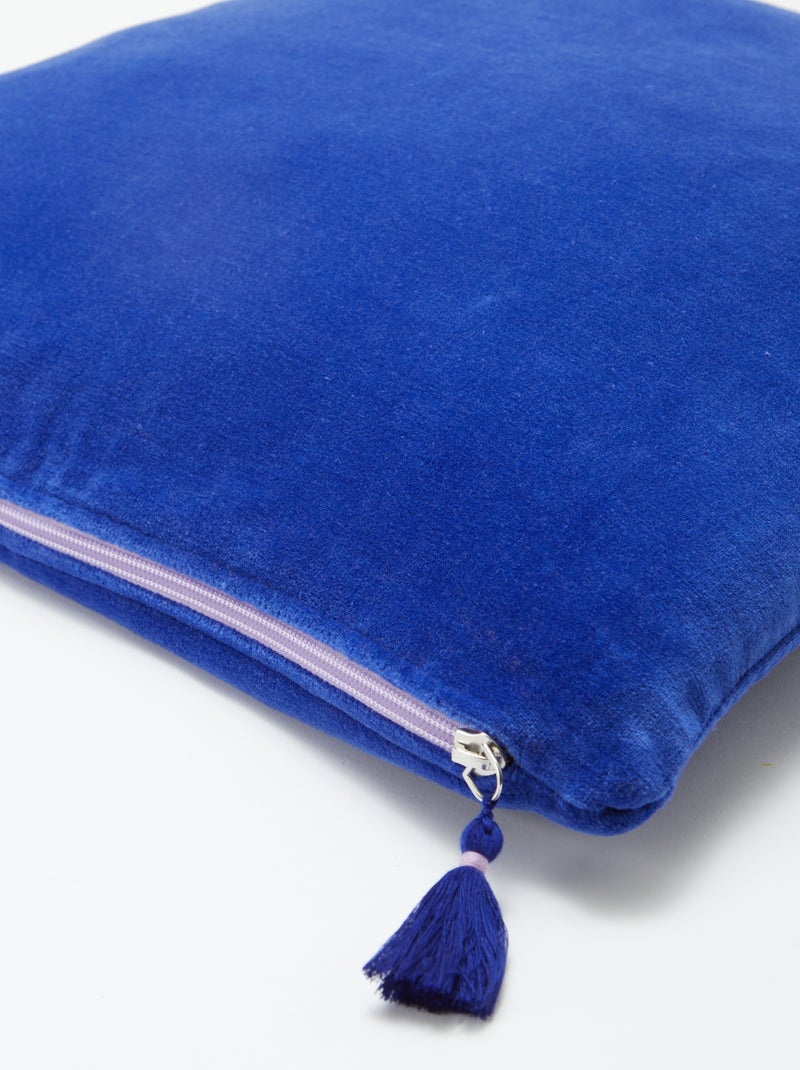 Housse de coussin en velours (45 x 45 cm) BLEU - Kiabi