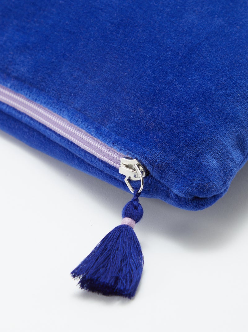Housse de coussin en velours (45 x 45 cm) BLEU - Kiabi