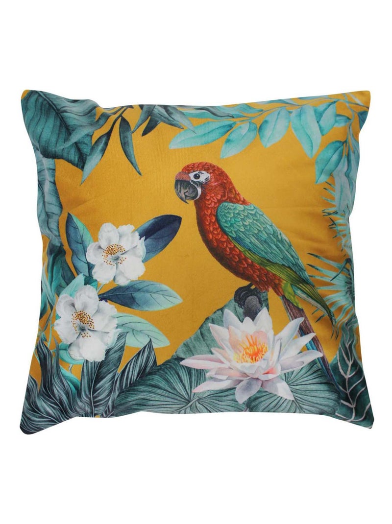Housse de coussin en velours imprimé Jaune - Kiabi