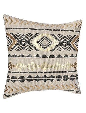 Housse de coussin ethnique et or