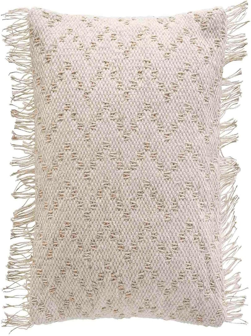 Housse de Coussin Franges 40x40 cm Coton/Polyester + Fils Métallisés IKAT Beige - Kiabi
