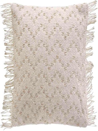 Housse de Coussin Franges 40x40 cm Coton/Polyester + Fils Métallisés IKAT