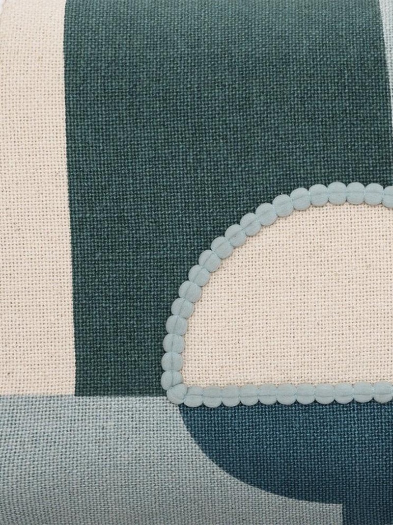 Housse de coussin géométrique brodé 30x50 cm Bleu - Kiabi