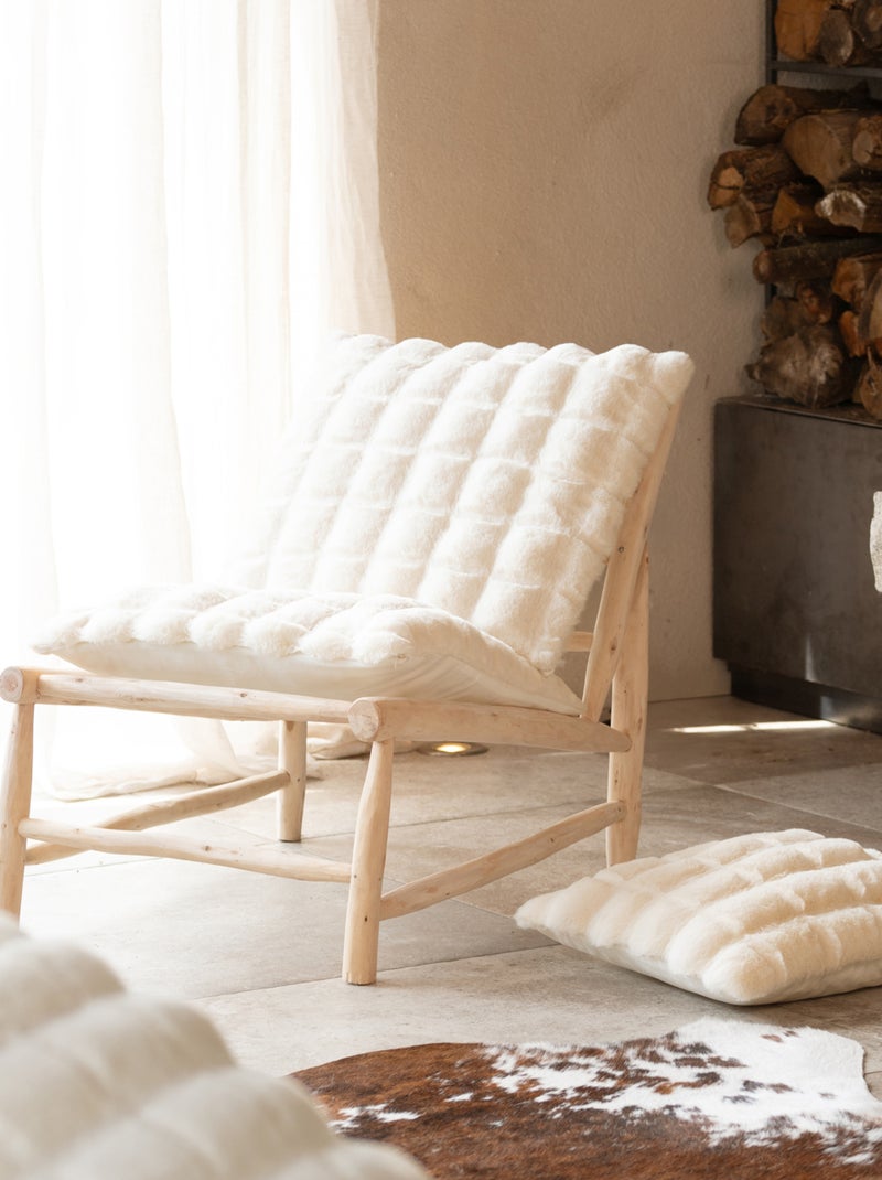 Housse de coussin imitation fourrure  - Effet 3D Ecru - Kiabi