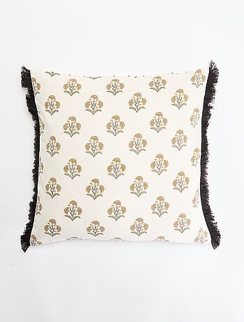 Housse de coussin imprimée avec franges