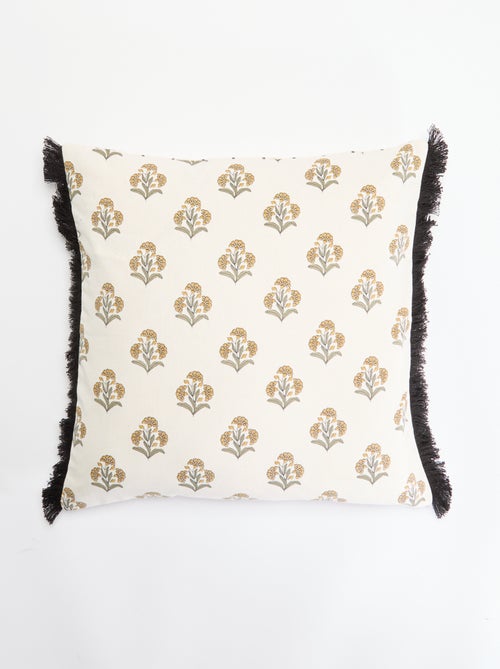 Housse de coussin imprimée avec franges - Kiabi Housse de coussin imprimée avec franges - Kiabi