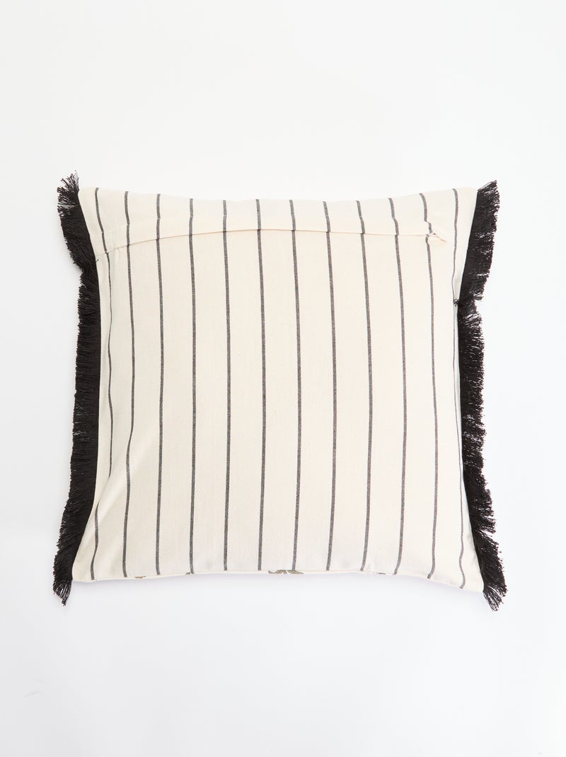 Housse de coussin imprimée avec franges Vert - Kiabi