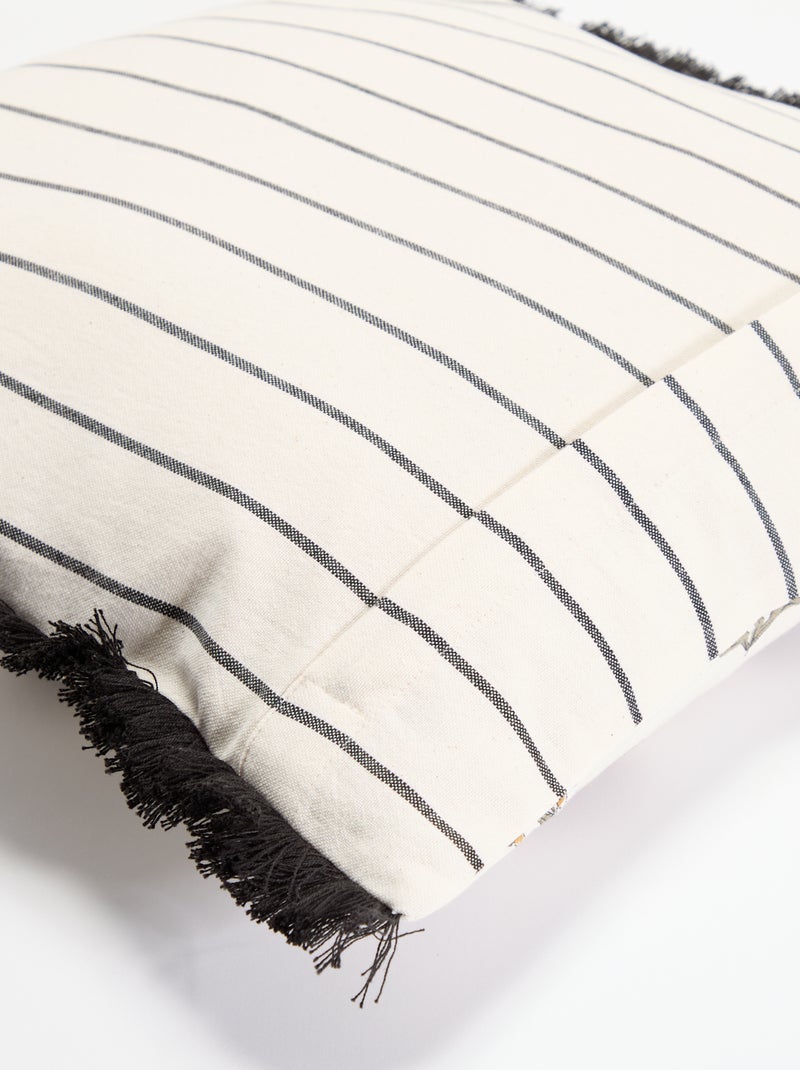 Housse de coussin imprimée avec franges Vert - Kiabi