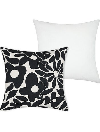 Housse de coussin imprimée graphique en coton