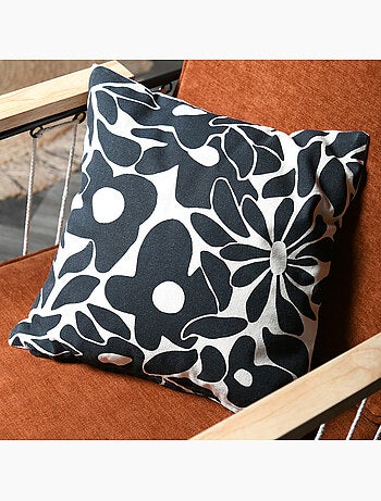 Housse de coussin imprimée graphique en coton