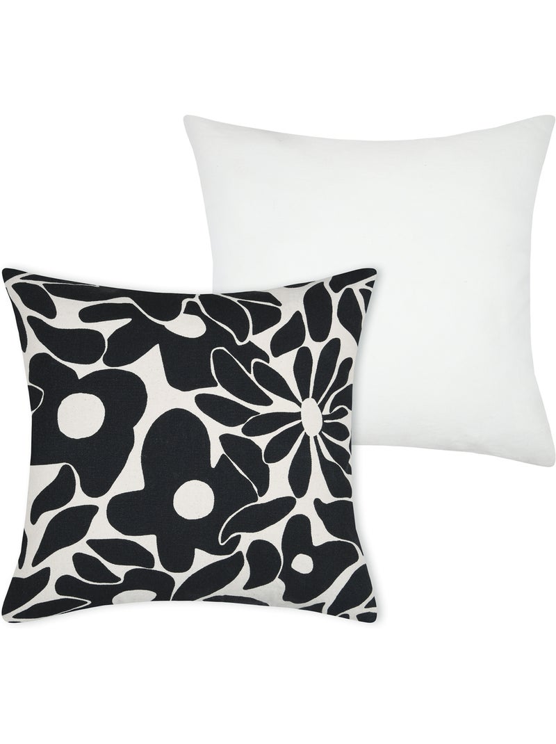 Housse de coussin imprimée graphique en coton Noir - Kiabi