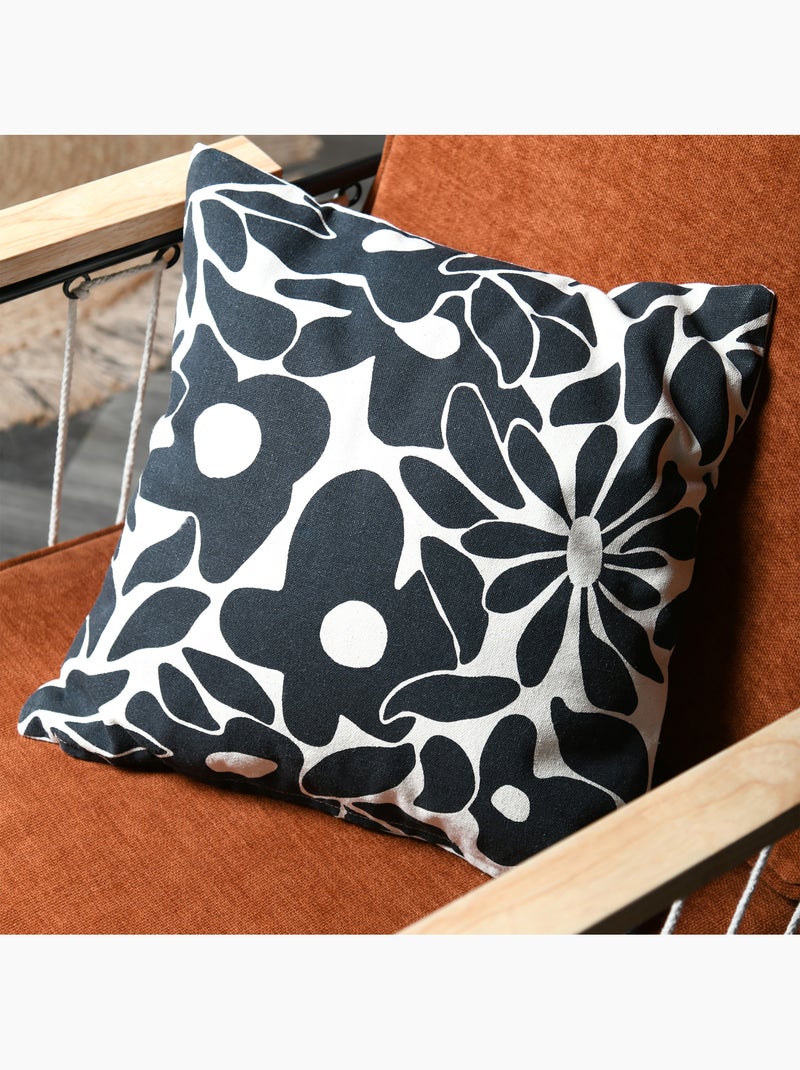 Housse de coussin imprimée graphique en coton Noir - Kiabi