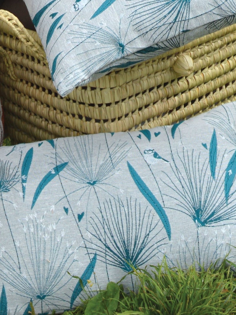 Housse de coussin imprimée papyrus Bleu - Kiabi