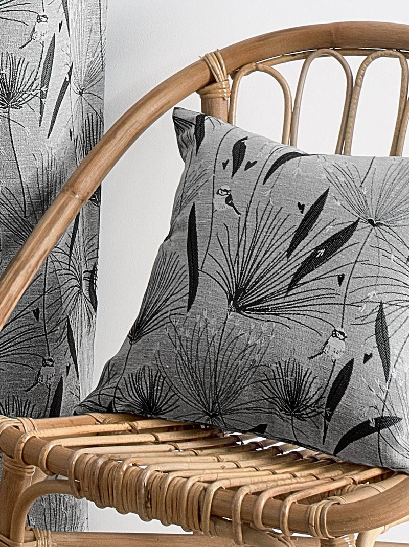 Housse de coussin imprimée papyrus Noir - Kiabi