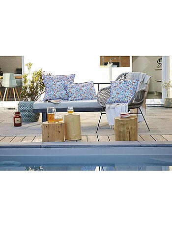 Housse de Coussin int/ext polyester imprimé + enduction Danaé Fleurs