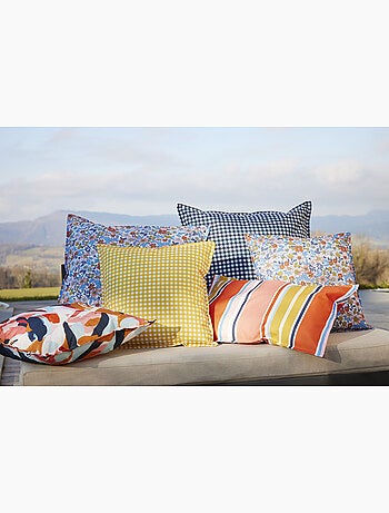 Housse de Coussin int/ext polyester imprimé + enduction Danaé Fleurs