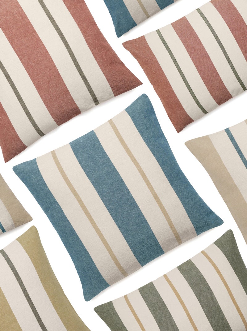 Housse de coussin lin et coton lavé JUNKO Kaki - Kiabi