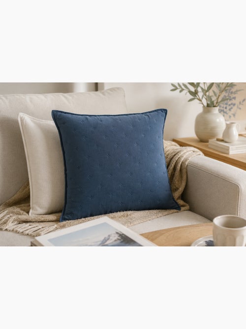 Housse de Coussin microfibre 40x40 cm Mellew Bleu - Kiabi