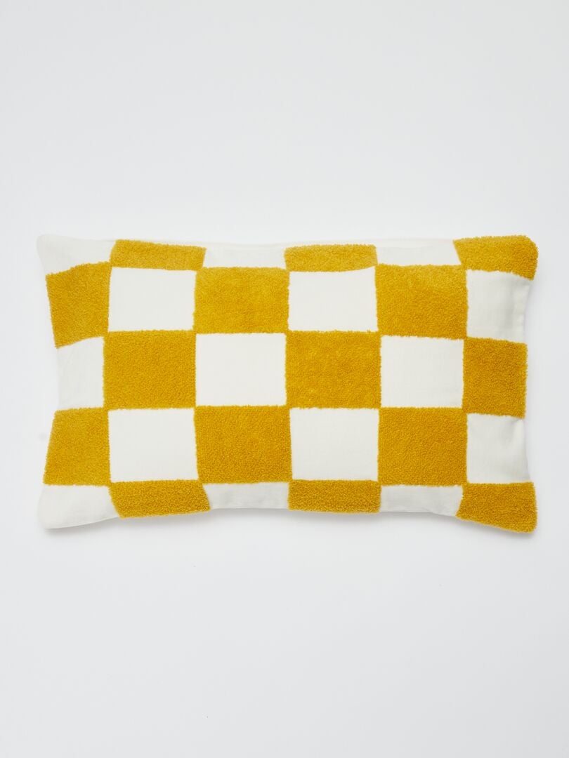 Housse de coussin motif damier - Kiabi Home jaune - Kiabi