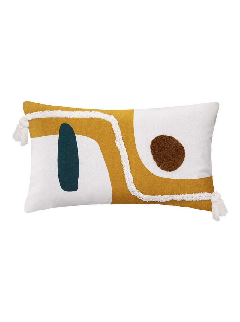 Housse de coussin organique brodé 30x50 cm Jaune - Kiabi
