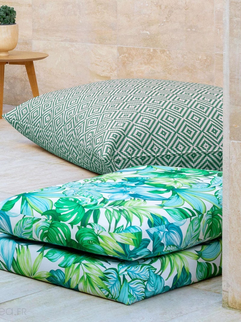 Housse de coussin outdoor PANAMA Carré Vert émeraude - Kiabi