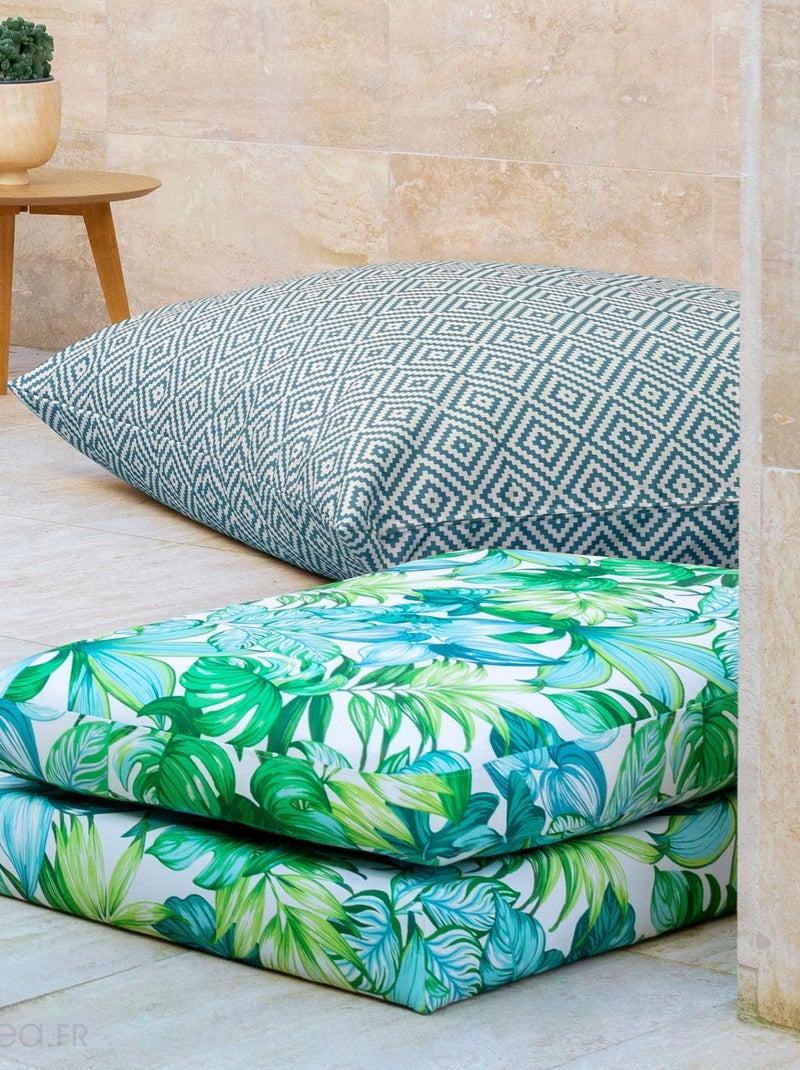 Housse de coussin outdoor PANAMA Rectangulaire Bleu canard - Kiabi