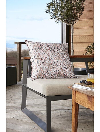 Housse de coussin polyester imprimé + enduction capucine pampa