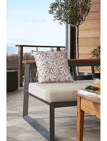 Housse de coussin polyester imprimé + enduction capucine pampa