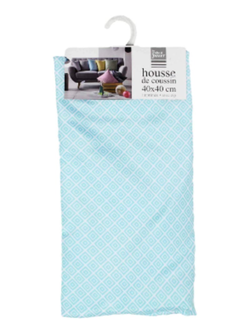 Housse de coussin Polyester Imprimée bleu Blanc Bleu - Kiabi