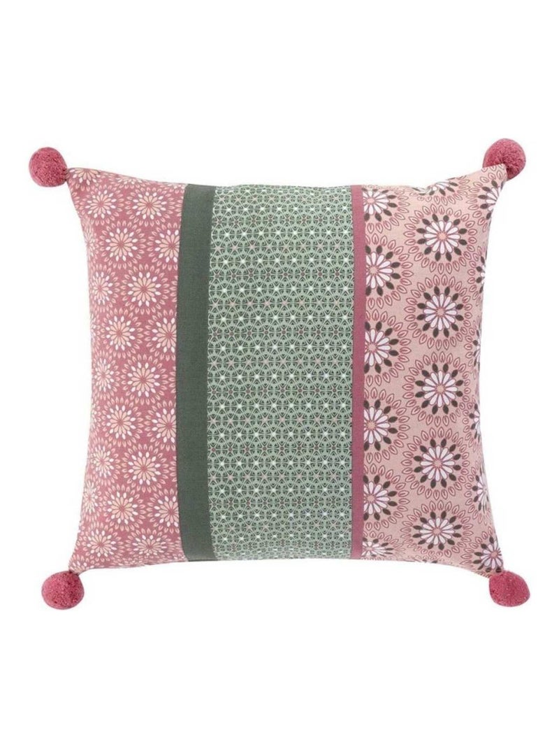 Housse de coussin pompons 40x40 cm Catalaya rose coton Rose - Kiabi