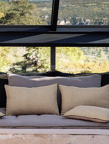 Housse de coussin PRELUDE en lin et coton