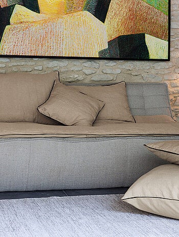 Housse de coussin PRELUDE en lin et coton