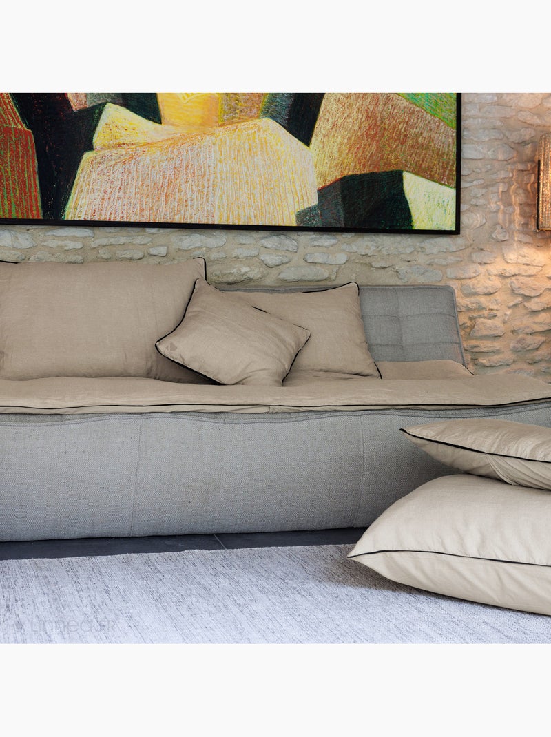 Housse de coussin PRELUDE en lin et coton Beige grès - Kiabi