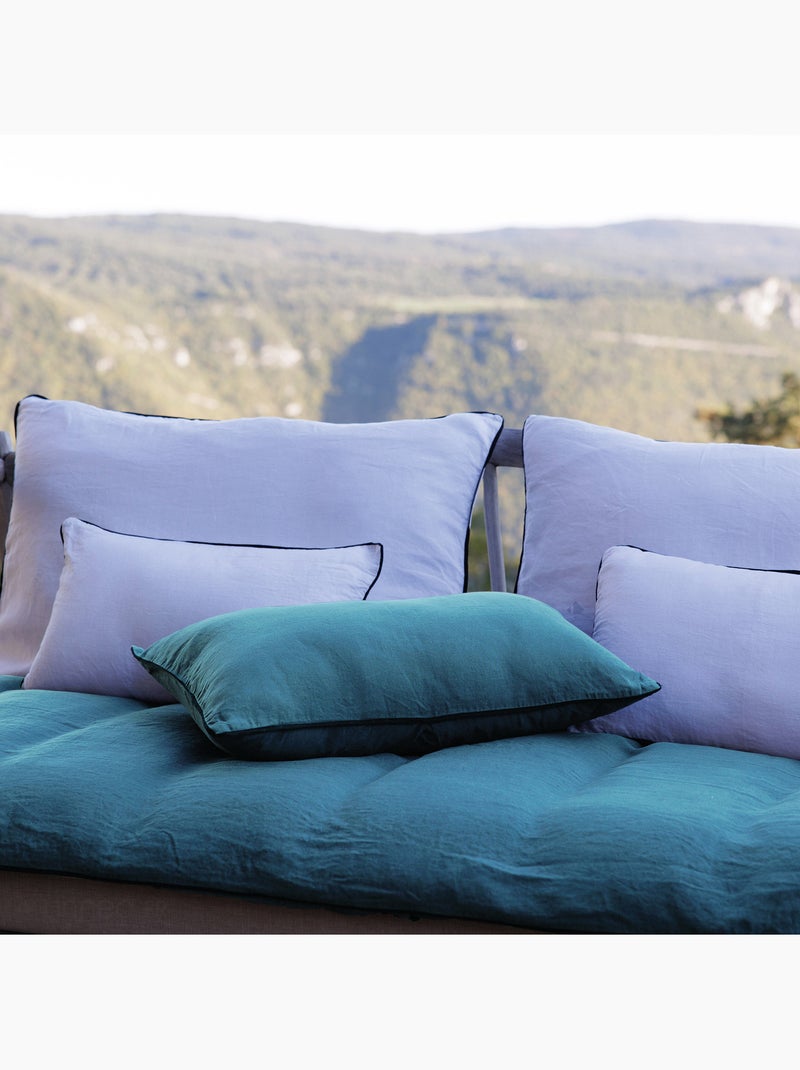 Housse de coussin PRELUDE en lin et coton Bleu topaze - Kiabi