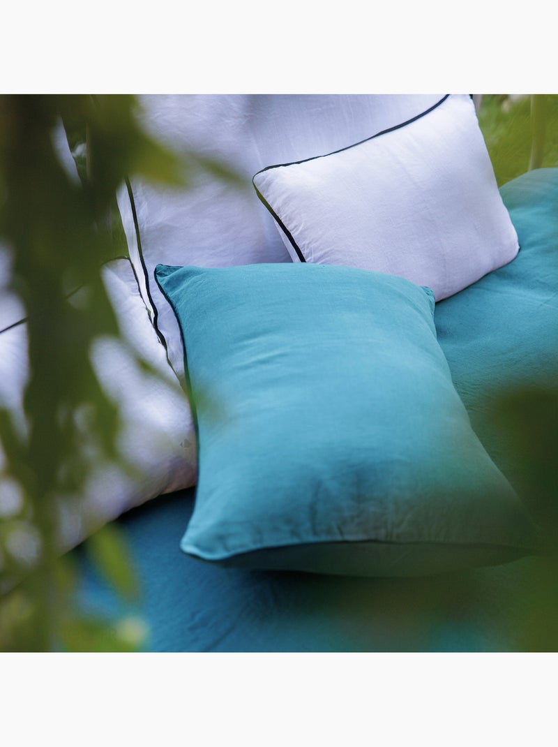 Housse de coussin PRELUDE en lin et coton Bleu topaze - Kiabi