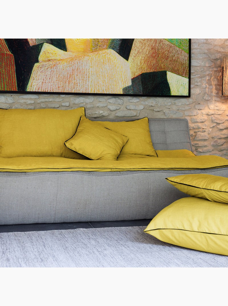 Housse de coussin PRELUDE en lin et coton Jaune or - Kiabi