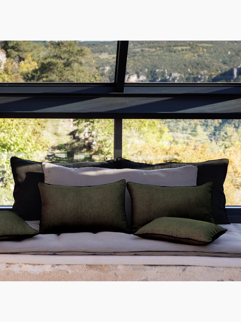 Housse de coussin PRELUDE en lin et coton Kaki - Kiabi
