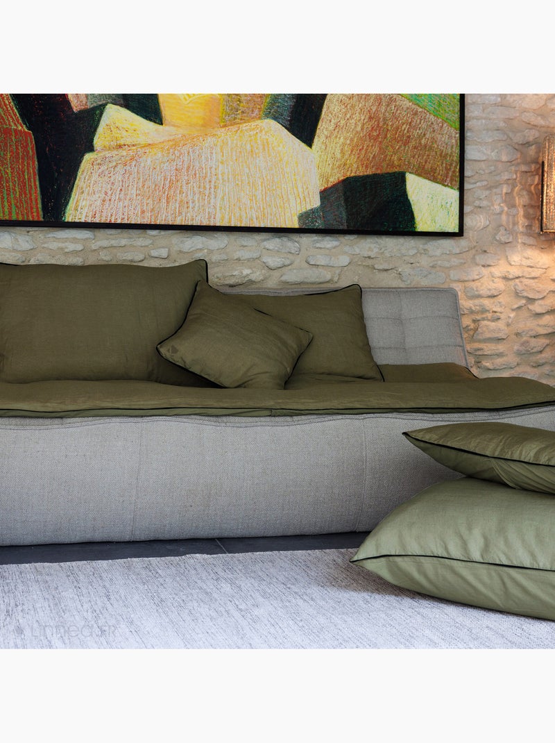 Housse de coussin PRELUDE en lin et coton Kaki - Kiabi