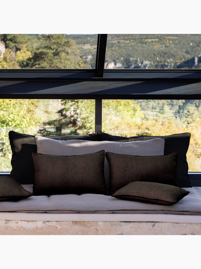 Housse de coussin PRELUDE en lin et coton Marron cappuccino - Kiabi