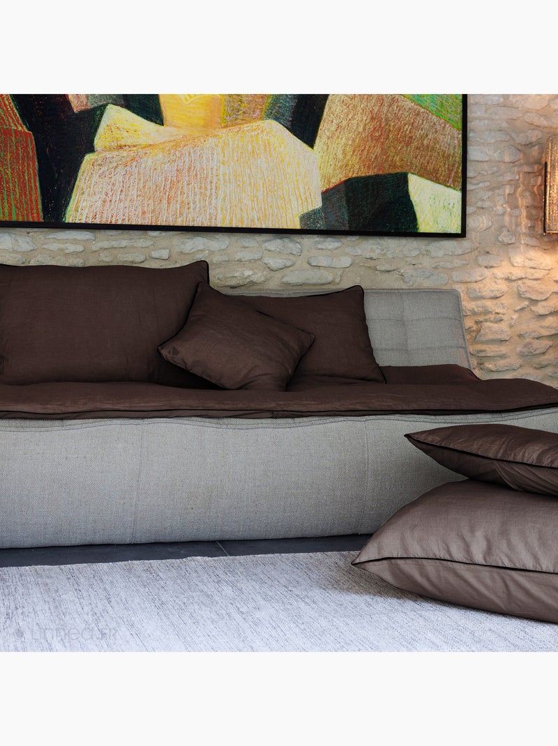 Housse de coussin PRELUDE en lin et coton Marron cappuccino - Kiabi