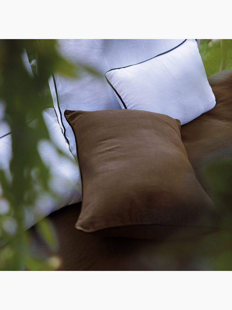 Housse de coussin PRELUDE en lin et coton Marron tabac - Kiabi