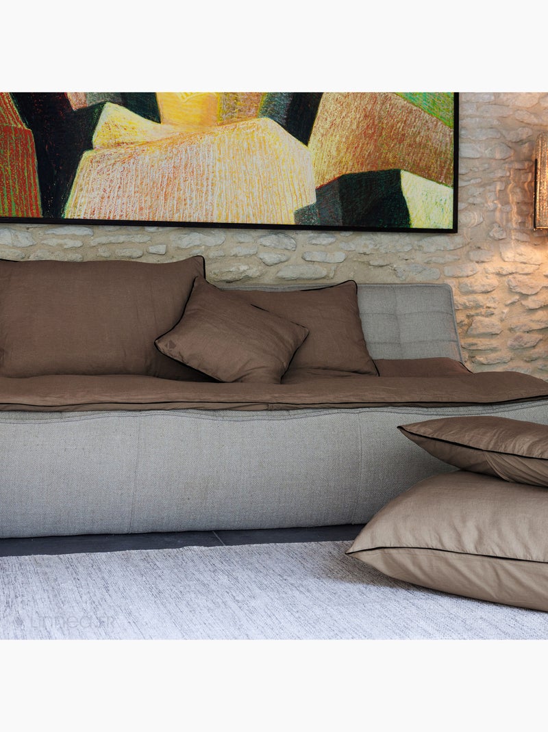 Housse de coussin PRELUDE en lin et coton Marron tabac - Kiabi