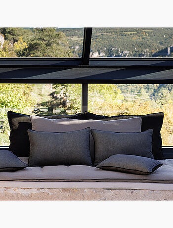Housse de coussin PRELUDE en lin et coton