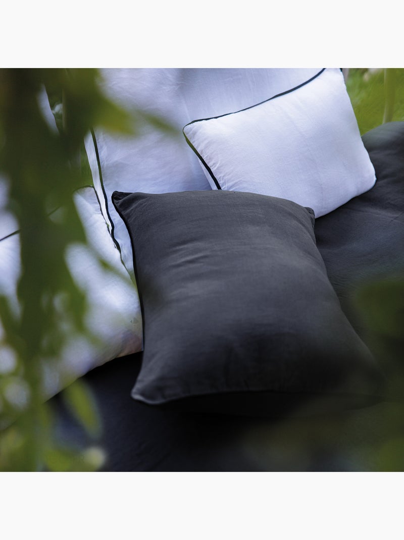 Housse de coussin PRELUDE en lin et coton Noir mat - Kiabi