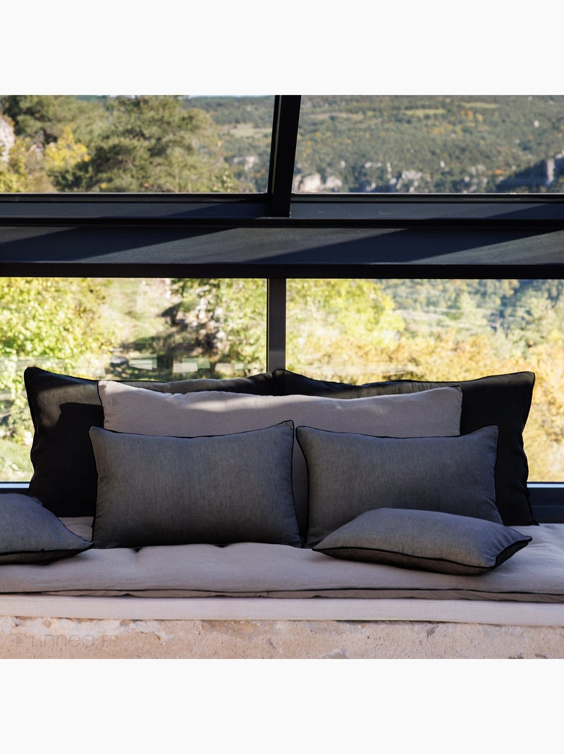 Housse de coussin PRELUDE en lin et coton Noir mat - Kiabi
