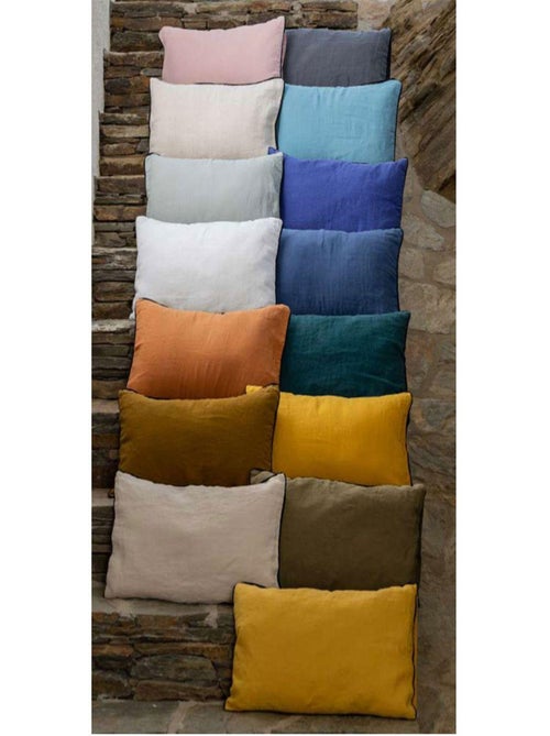 Housse de coussin pur lin lavé - Kiabi
