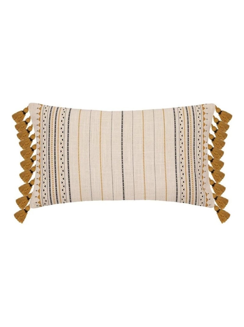 Housse de coussin Ray pompons 30x50 cm Jaune - Kiabi
